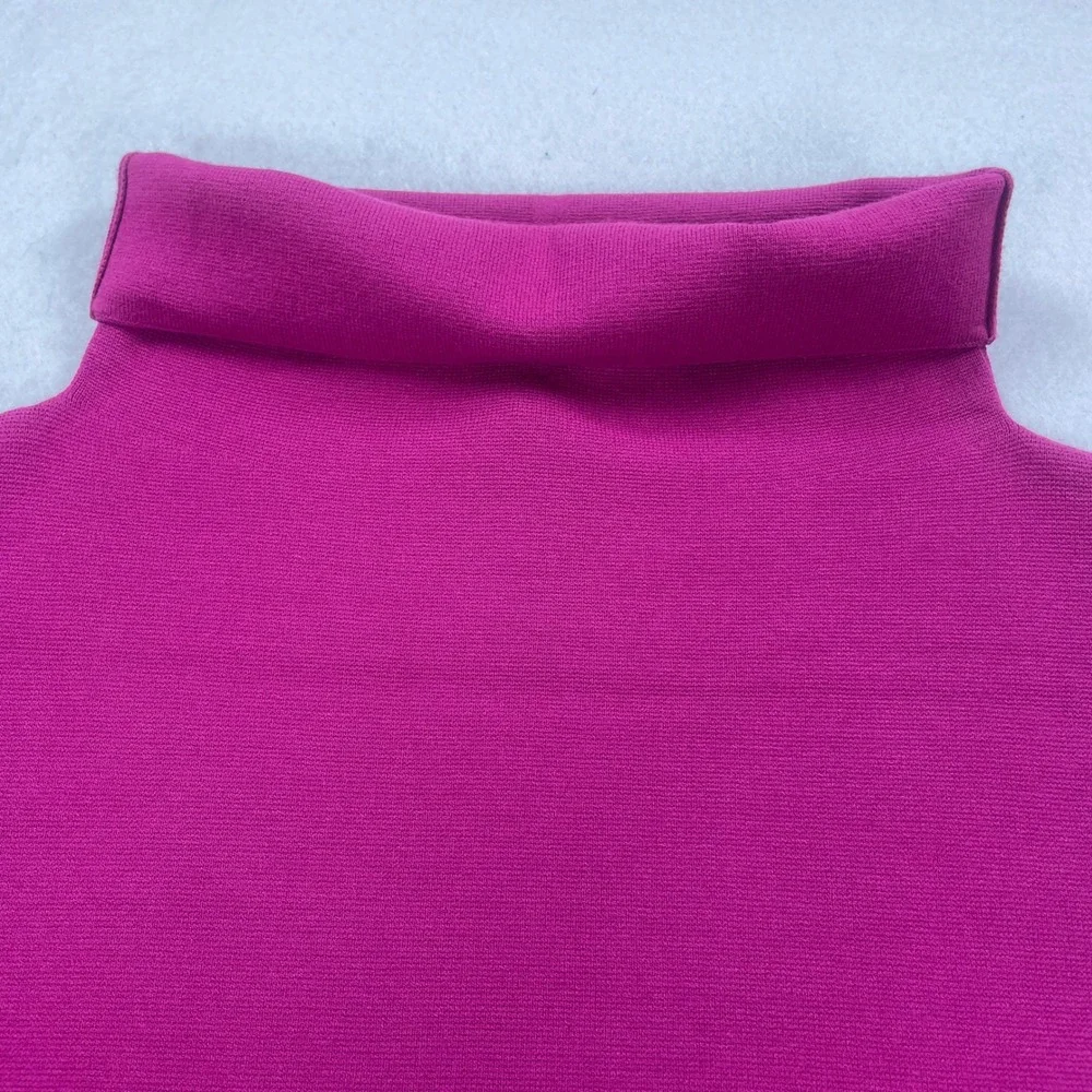 Talbots Womens Magenta Pink Sleeveless Turtleneck Knit Sweater Top Size M